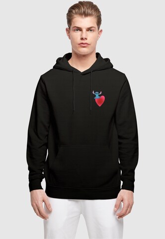 Sweat-shirt 'Lilo and Stitch - Sitting On Heart' ABSOLUTE CULT en noir : devant