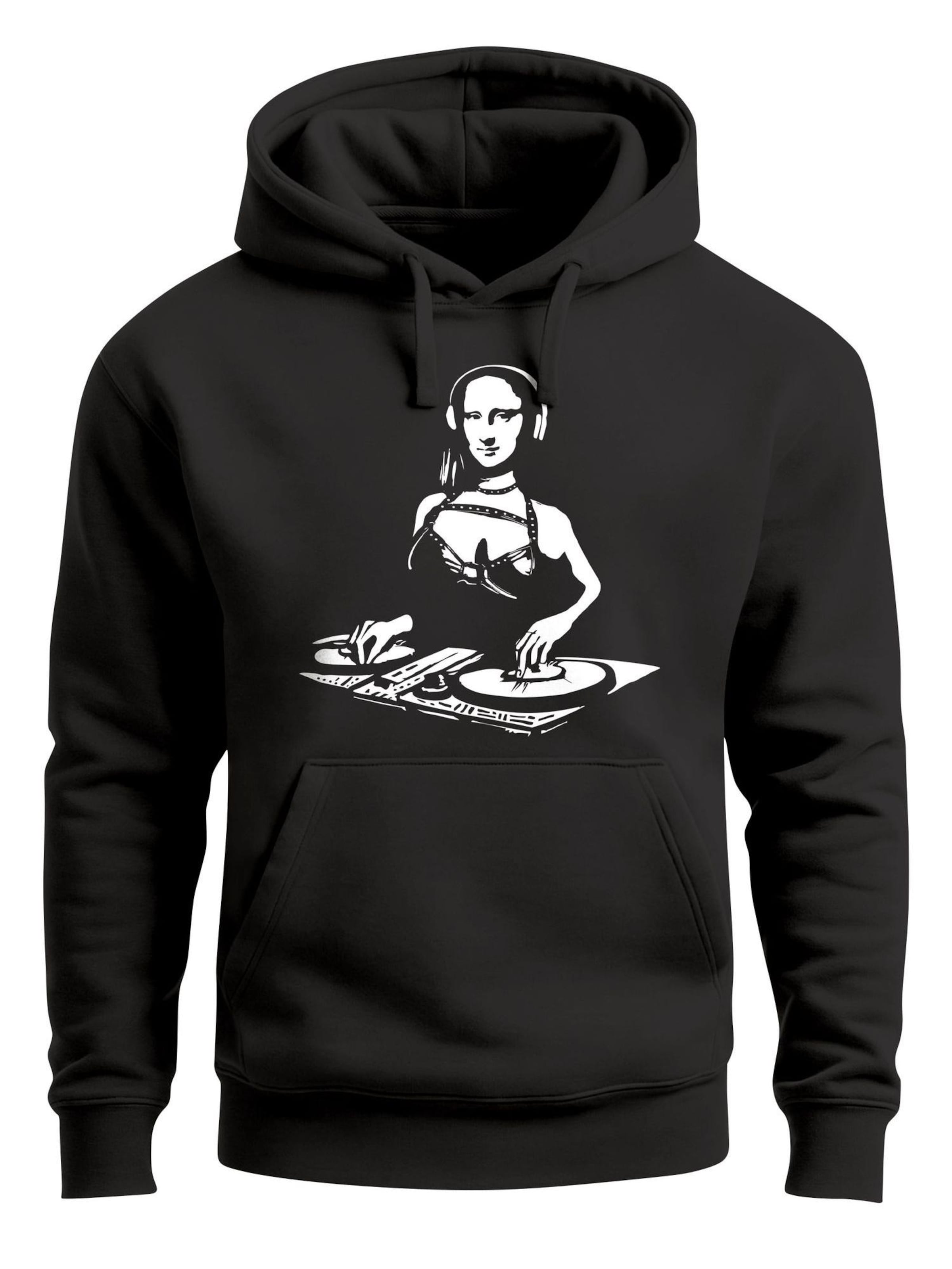 Neverless Sweatshirt 'Mona Lisa DJ' in Black: front