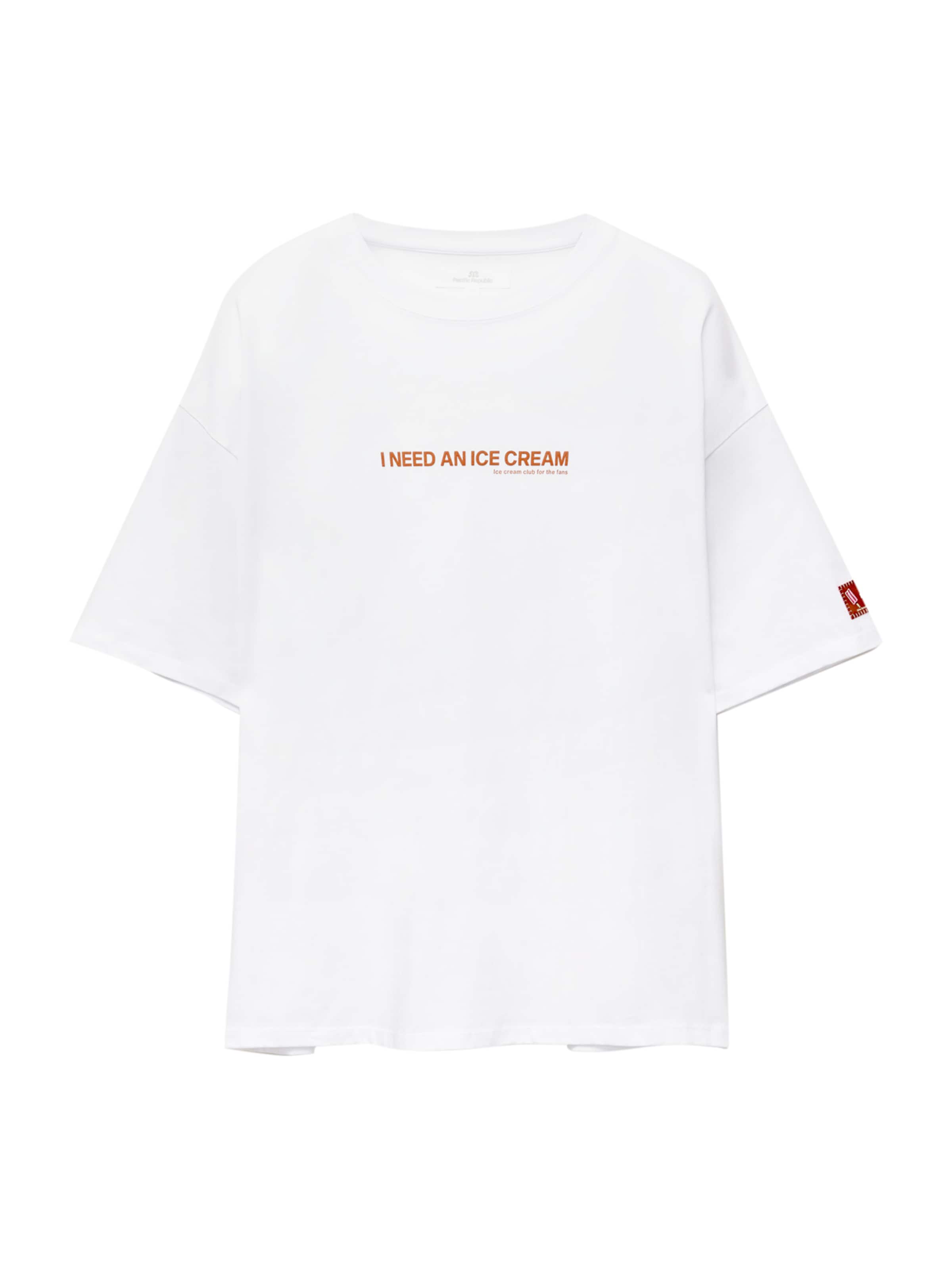 Pull&Bear T-Shirt 'PACIFIC' in Weiß: Vorderseite