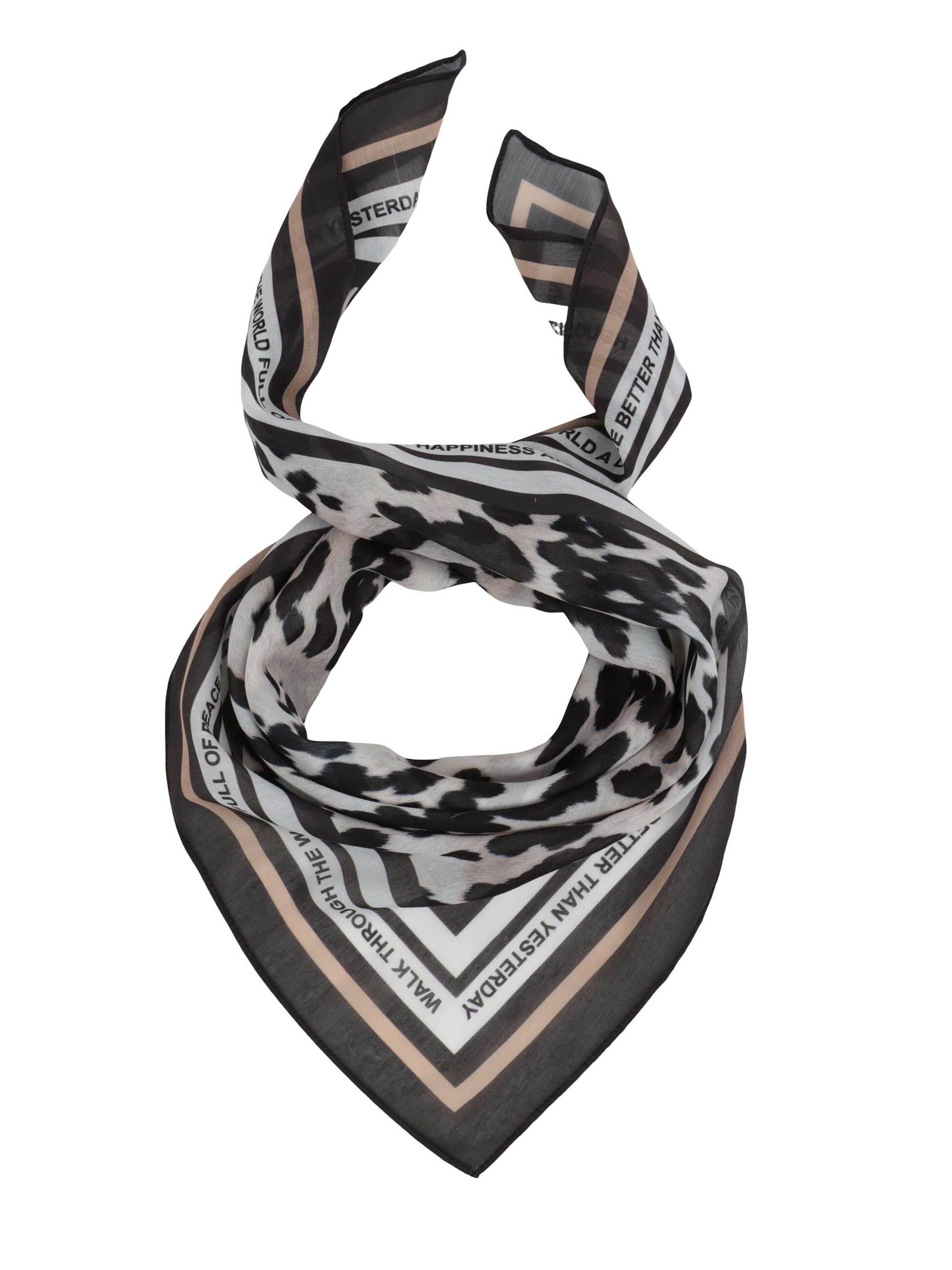 SAMAYA Tuch 'Cay' mit grafischem Animalmuster in Schwarz: Vorderseite