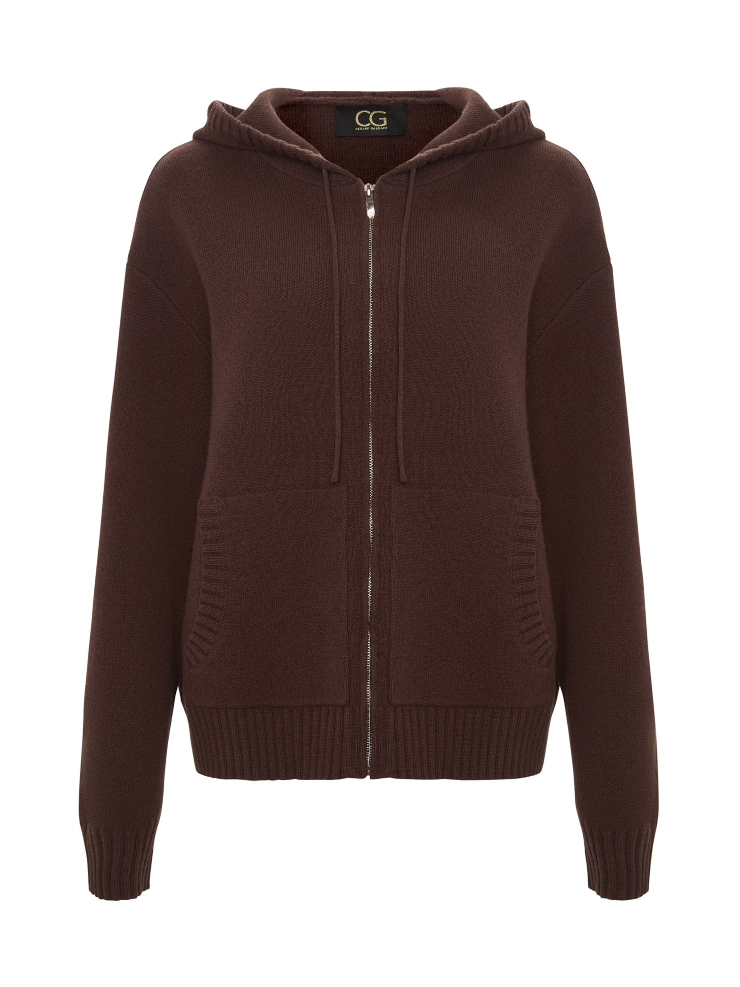 CESARE GASPARI Strickjacke in Braun: Vorderseite