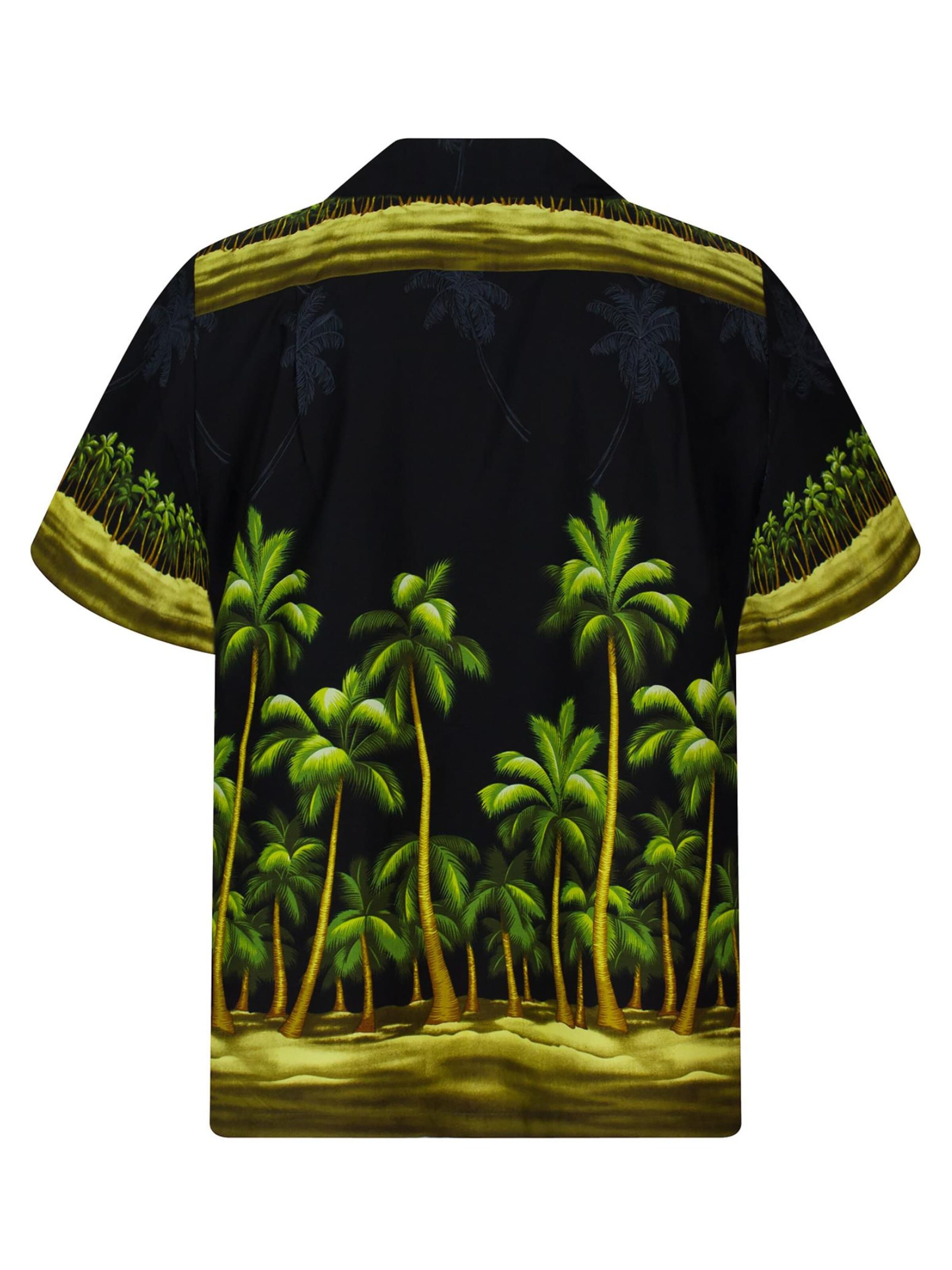 Regular fit Camicia 'Grüner Palmenwald' di KY's in nero