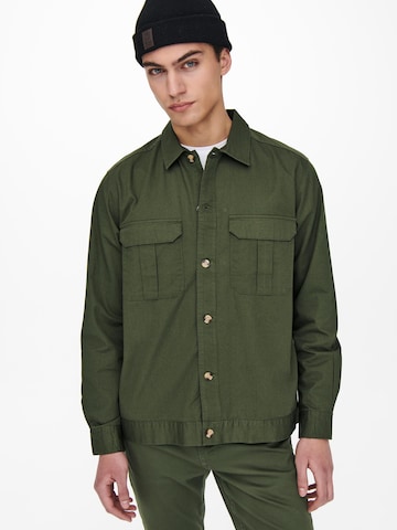 Only & Sons Regular fit Between-Season Jacket 'SEMIR' in Green