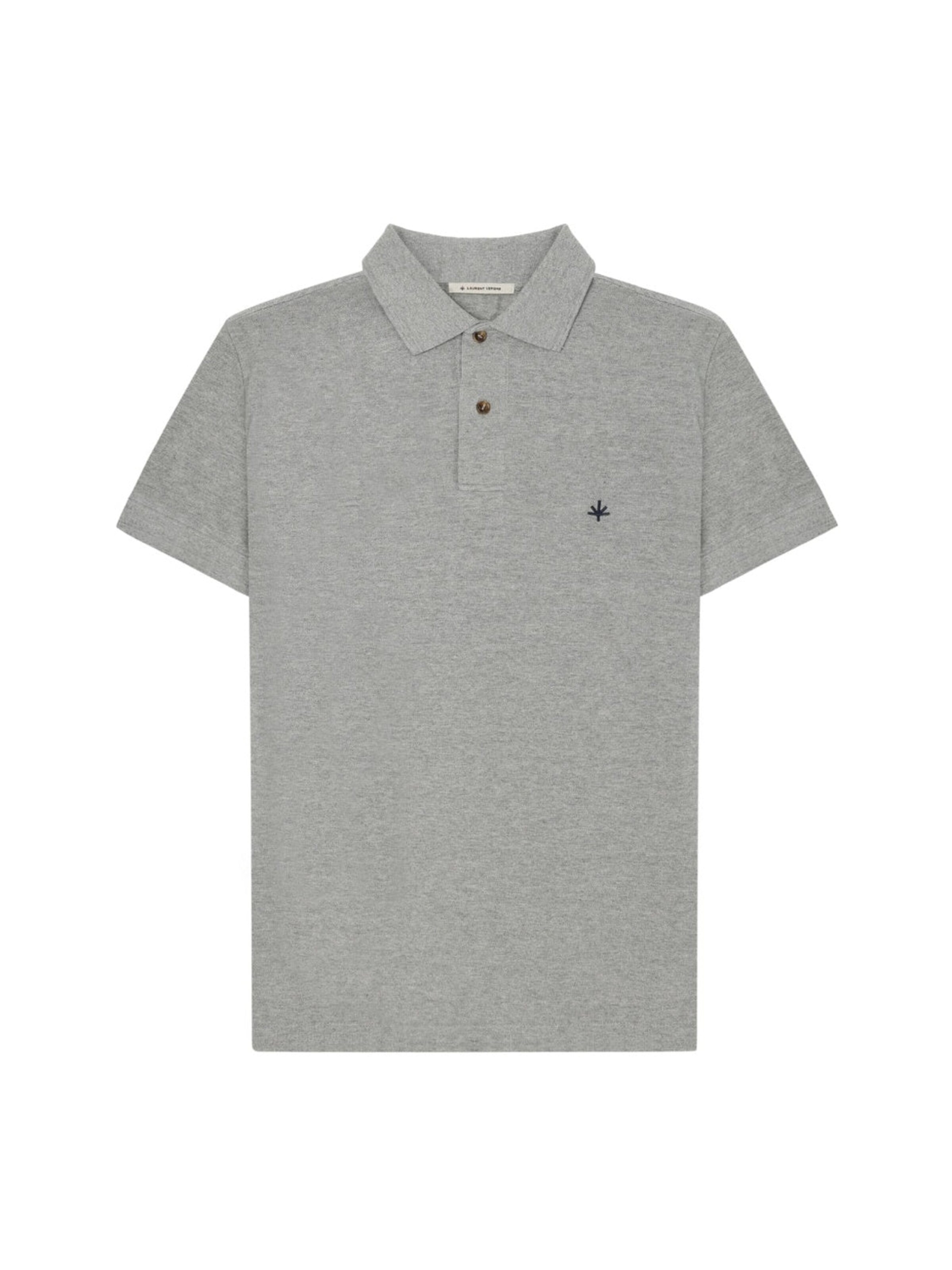 Laurent Vergne Shirt 'Hugo Cotton Pique Polo in Gris Melange' in Grey: front