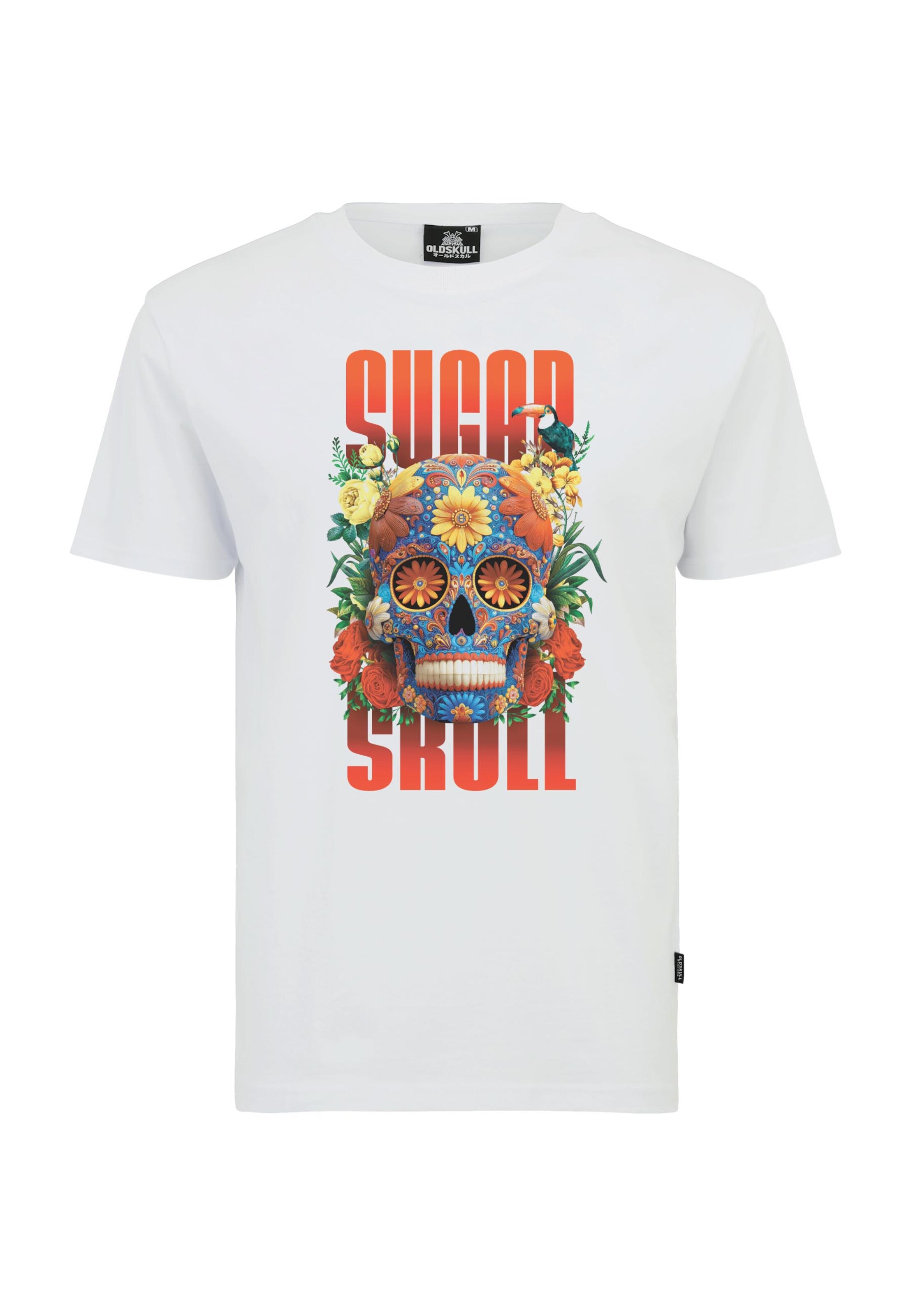 Oldskull Shirt 'Xtreme Sugar Skull Graphic' in White: front