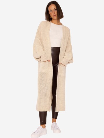 SASSYCLASSY Oversized Cardigan in Beige: front