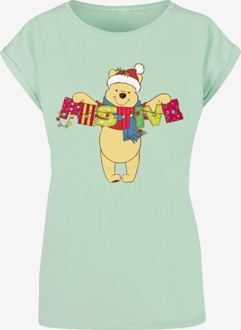 ABSOLUTE CULT Shirt 'Winnie The Pooh - Festive' in Green: front