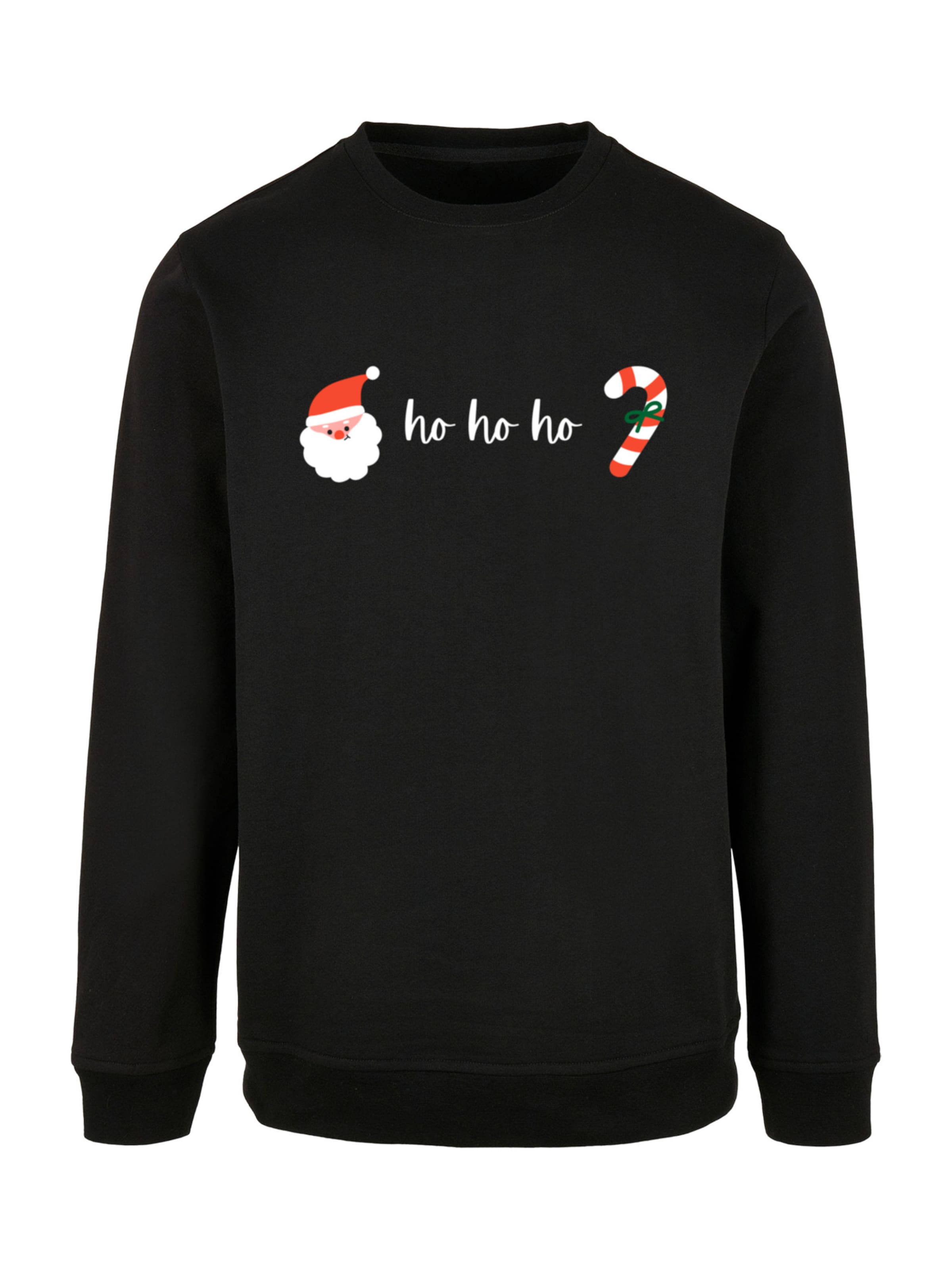 Sweat-shirt 'Ho Ho Ho Weihnachten Christmas' F4NT4STIC en noir : devant