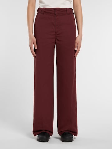 Wide leg Pantaloni con piega frontale di DICKIES in marrone: frontale