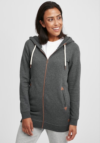 Oxmo Zip-Up Hoodie in Grey: front