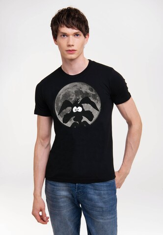 LOGOSHIRT T-Shirt 'Looney Tunes - Coyote Mond' in Schwarz: Vorderseite