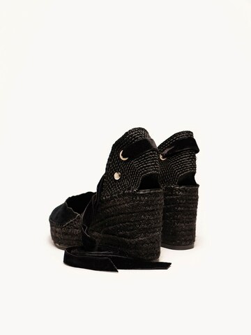 Alhamas Pumps 'Alpargata Cuña 8 cm Terciopelo' in Zwart