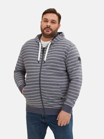 TOM TAILOR Men + Zip-Up Hoodie in Grey: front