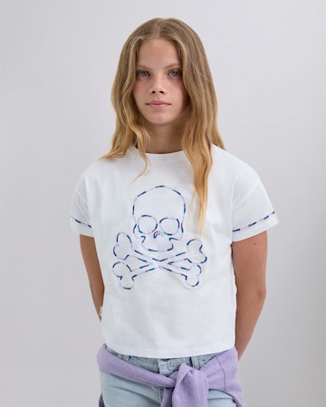 Tricou de la Scalpers pe alb: față