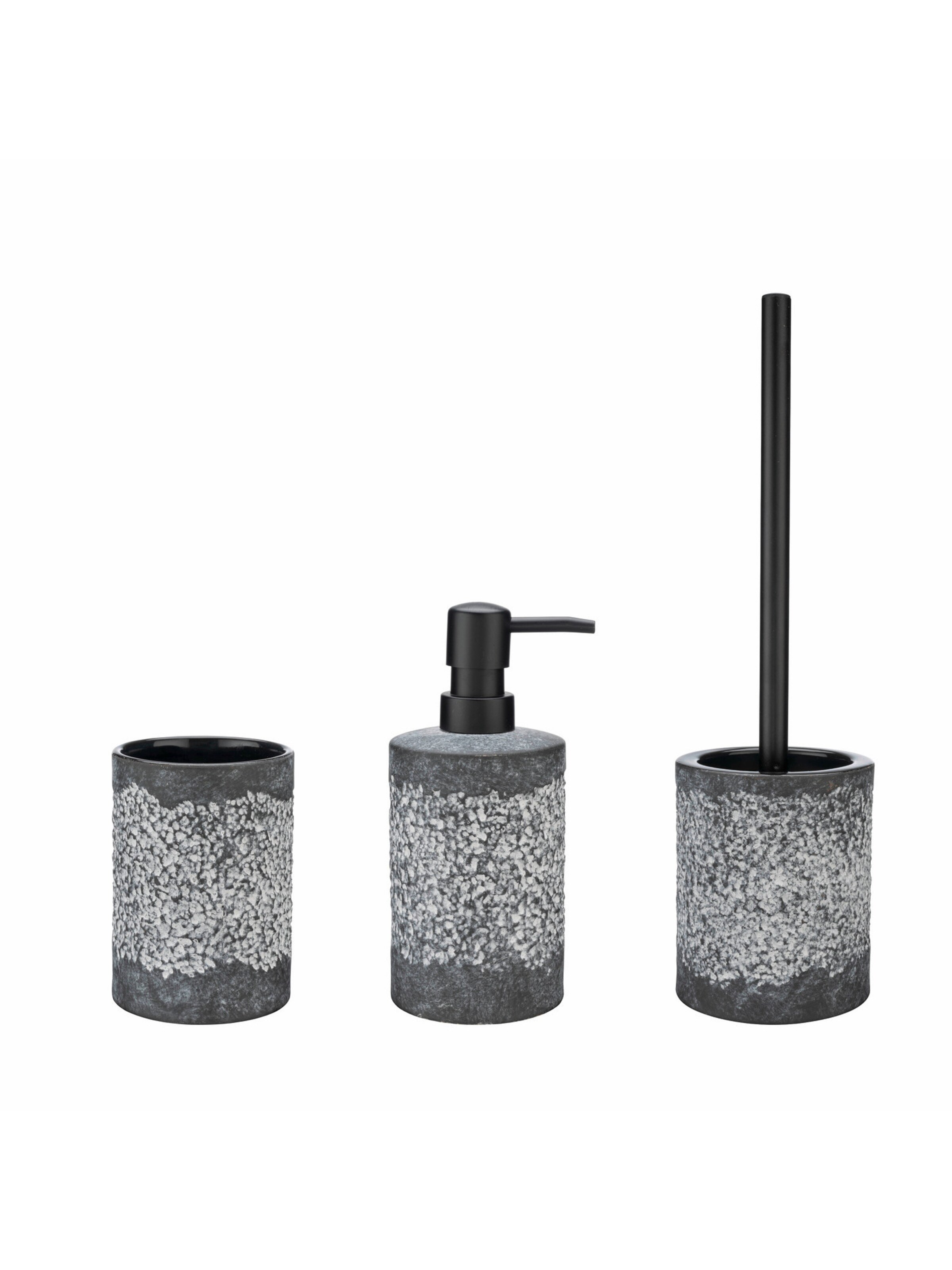 Wenko Bad-Accessoire Set 'Anfo' in dunkelgrau / schwarz, Produktansicht