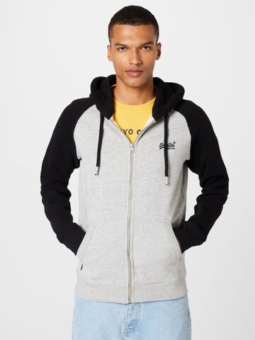 Superdry Zip-Up Hoodie in Grey: front