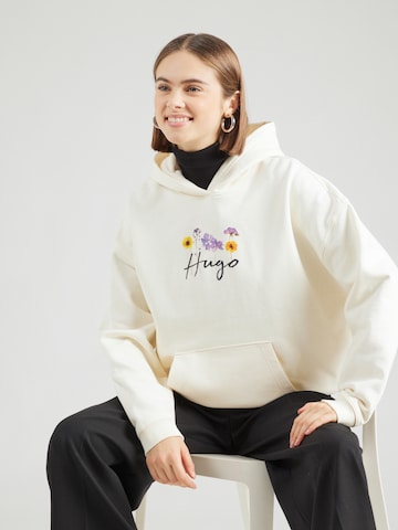 Bluză de molton de la HUGO pe alb: față
