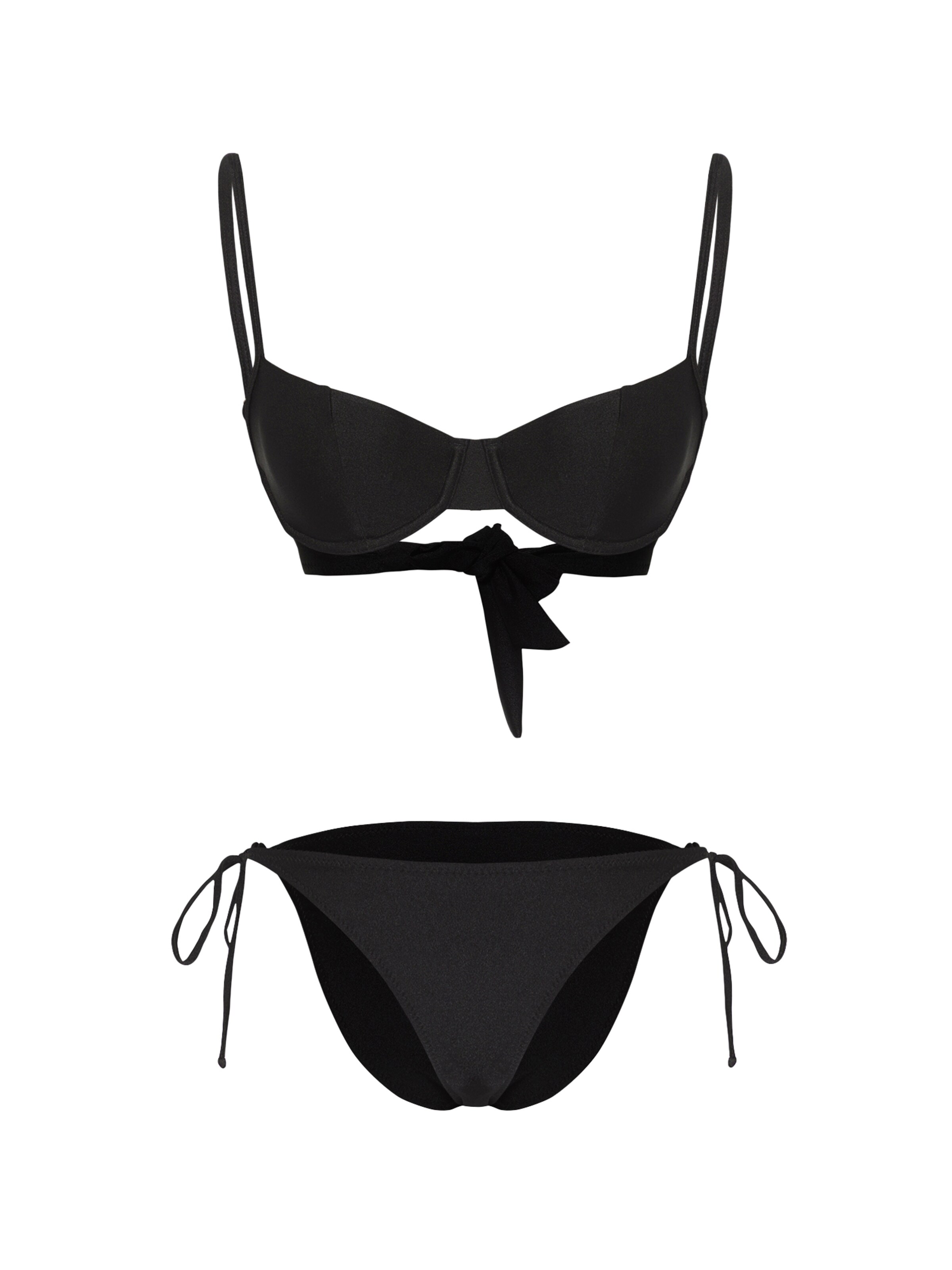 Trendyol Balconette Bikini in Black: front