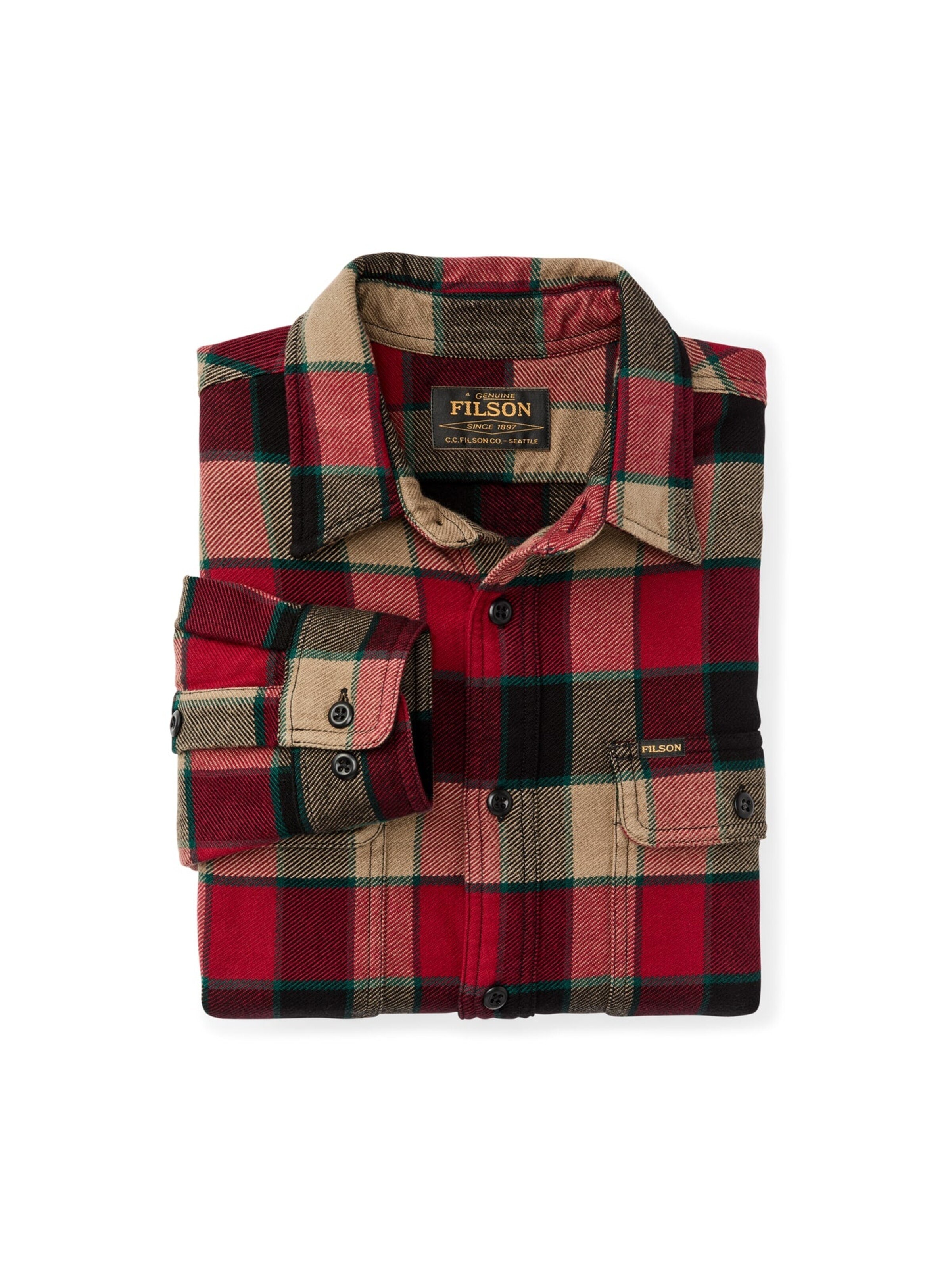 Filson Overhemd 'Vintage Flannel Work Shirt Red/Cream Plaid' in Rood