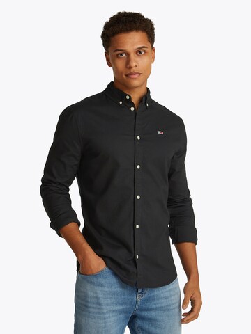 Tommy JeansSlim Fit Košulja - crna boja: prednji dio