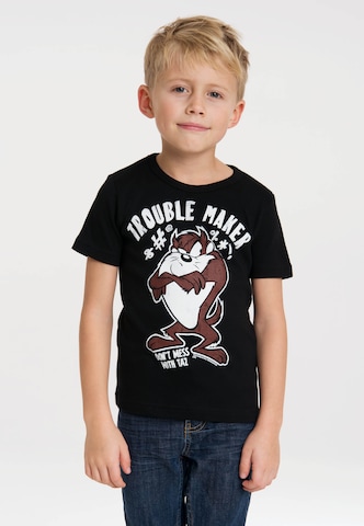 LOGOSHIRT Shirt 'Tasmanischer Teufel Taz - Looney Tunes' in Zwart: voorkant