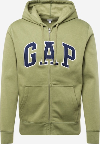 GAP - Sudadera con cremallera 'HERITAGE' en verde: frente