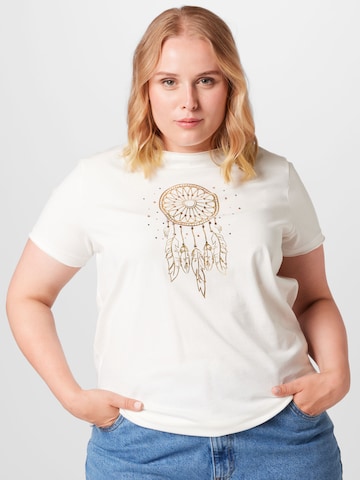 ONLY Carmakoma T-Shirt 'FEATHER' in Weiß: predná strana