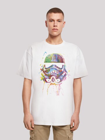 F4NT4STIC Shirt 'Star Wars Stormtrooper Paint Splats Helm Bunt' in Wit: voorkant