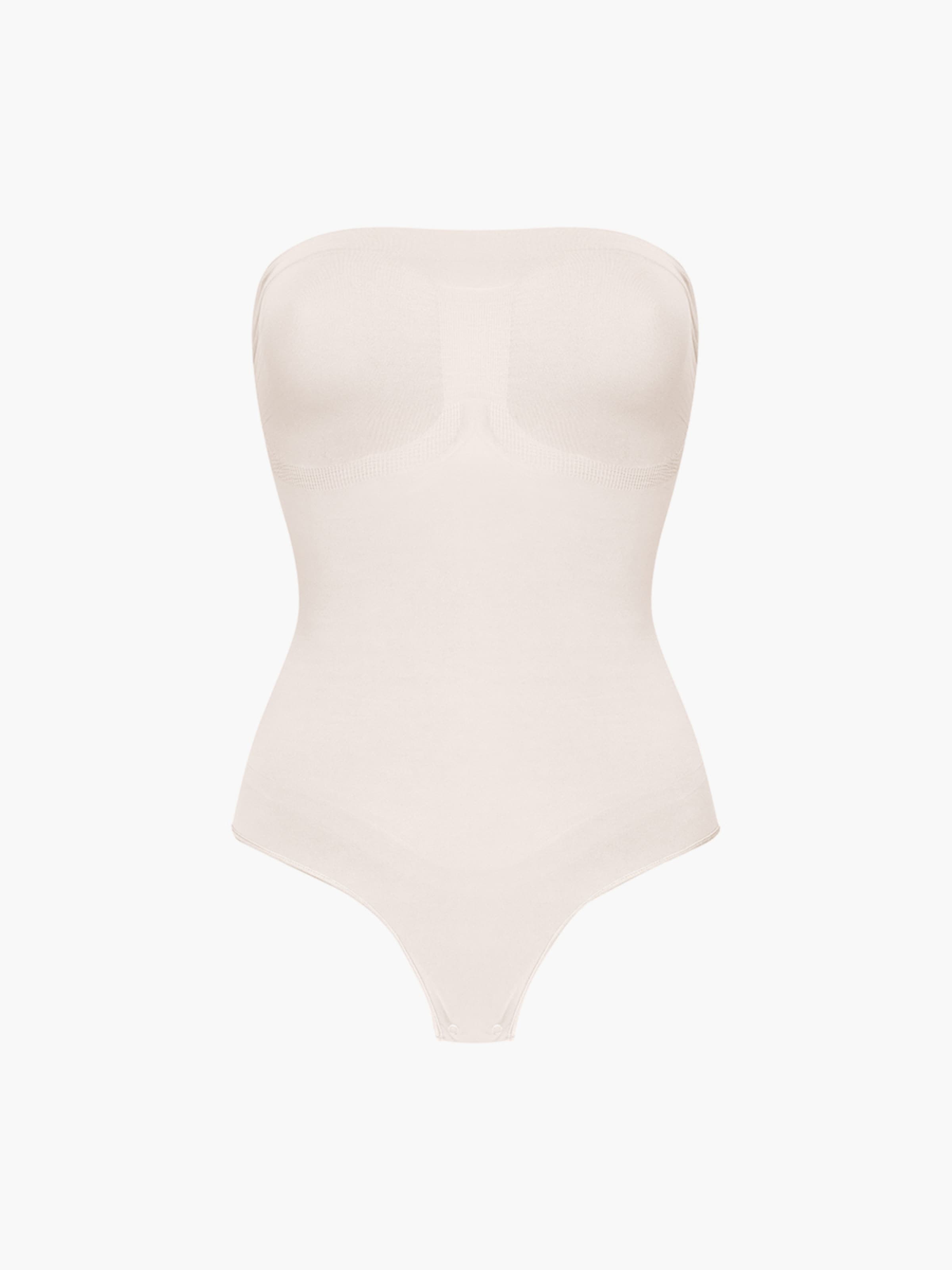 cfab (formerly creamy fabrics) Shapingbody 'Trägerloser Bodysuit Sculpting Shapewear mit String' i beige: framsida