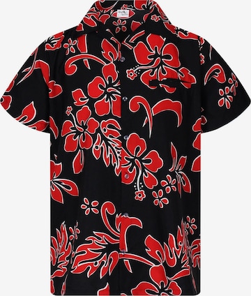 King Kameha Shirt 'Hibiscus Black Line' in Rot: Vorderseite