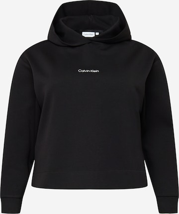 Bluză de molton de la Calvin Klein Curve pe negru: față