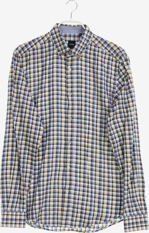 BOSS Black Button Up Shirt in M in Blue: front