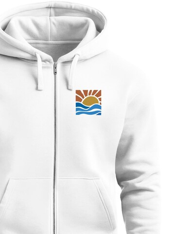 Neverless Zip-Up Hoodie 'Sun Wave Batch' in White
