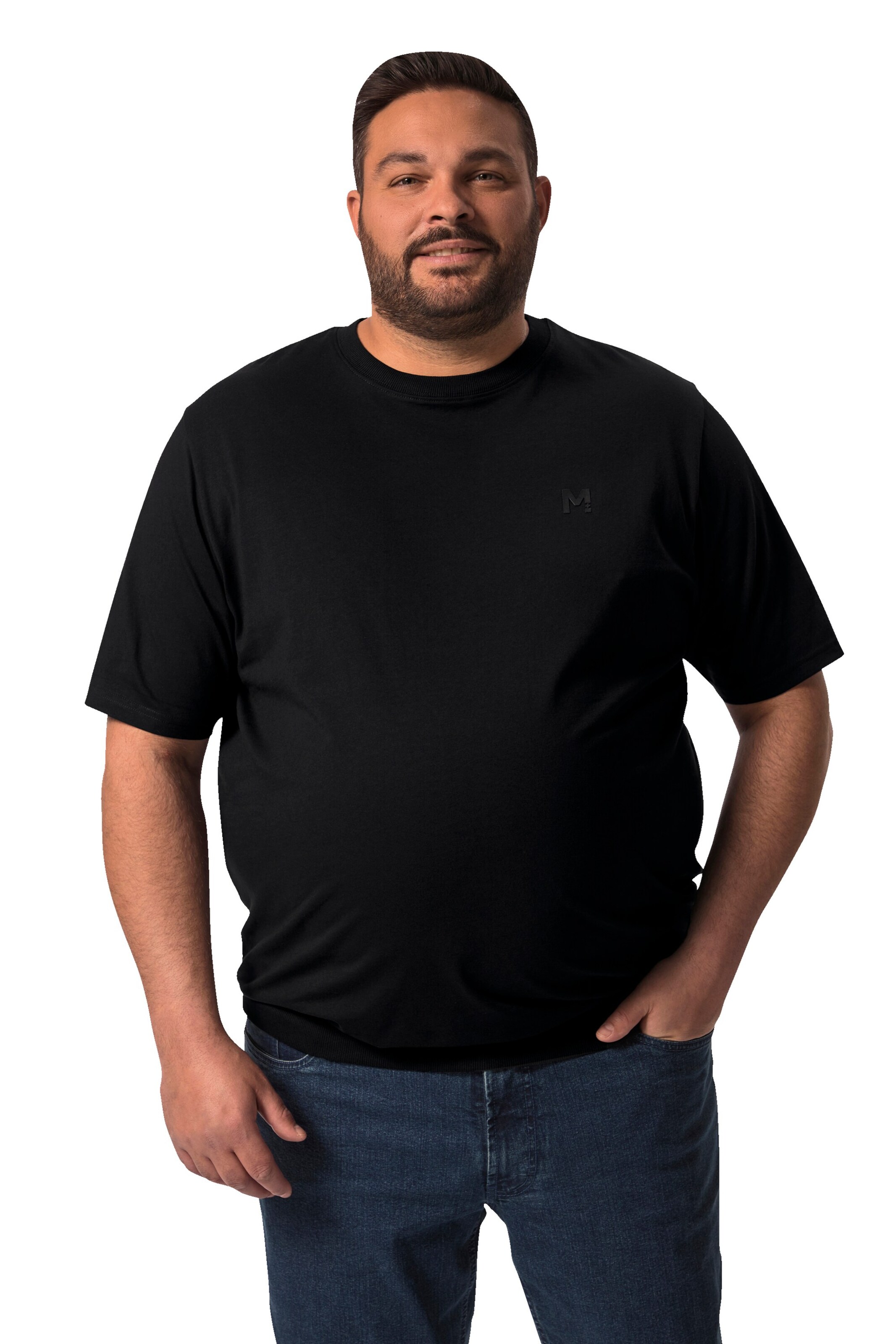 Men Plus Shirt in Black: front