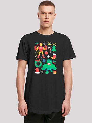 F4NT4STIC Shirt 'Iron Man And Hulk Weihnachten' in Black: front