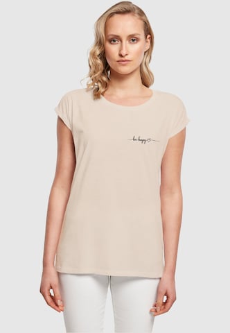 Merchcode T-Shirt 'Be Happy' in Beige: predná strana