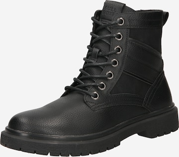 BULLBOXER Lace-Up Boots in Black: front