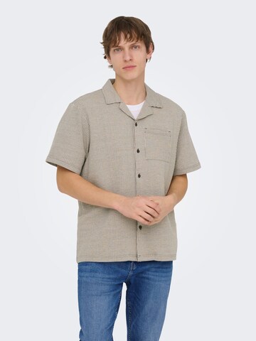 Coupe regular Chemise 'ONSKian' Only & Sons en marron : devant