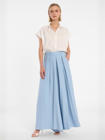 Ana Alcazar Regular Bandplooibroek 'Doria' in Blauw