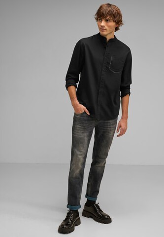 Street One MEN Regular fit Button Up Shirt 'Oxford' in Black