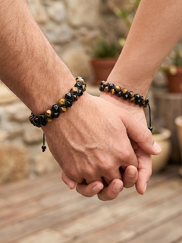 UNIQAL Armband 'TIGERAUGE SCHWARZER TURMALIN' in Gemengde kleuren