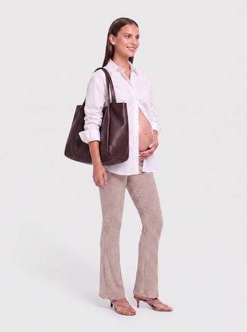 Only Maternity Flared Broek 'OLMLOLA' in Bruin: voorkant