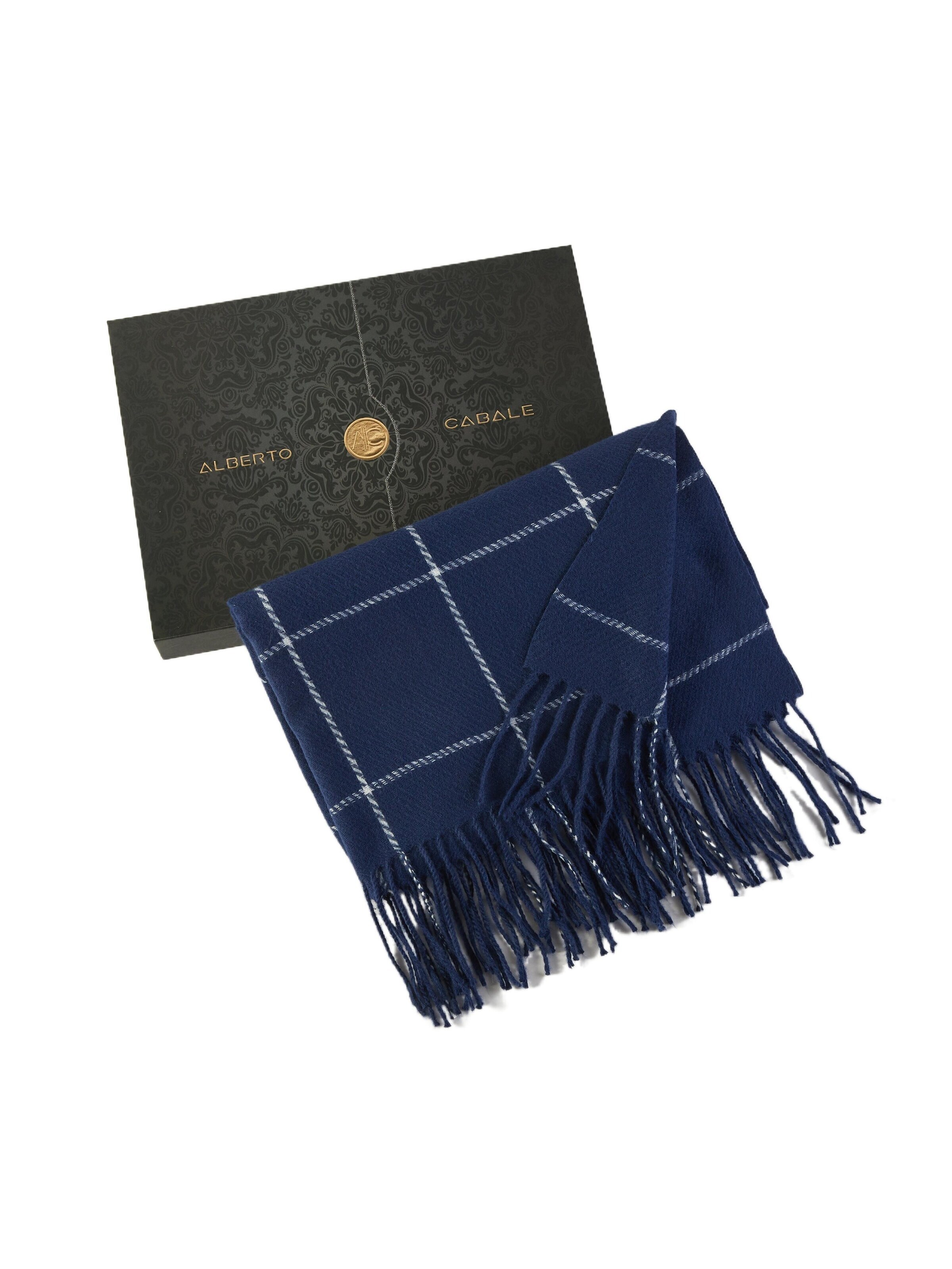 alberto cabale Scarf 'Line' in Blue