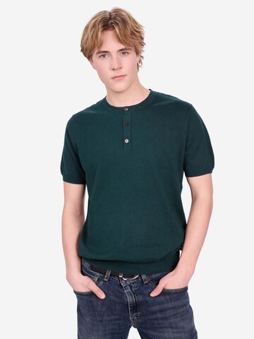BELLEMERE NEW YORK Shirt 'Slim-Fit Henley-Hemd aus Baumwolle und Kaschmir' in Green