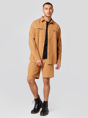 ABOUT YOU x Kevin Trapp Regular fit Button Up Shirt 'Dorian' in Brown