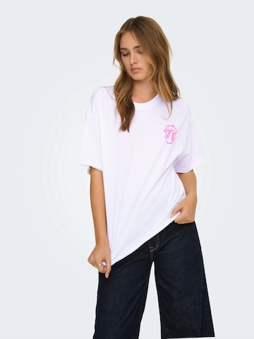 ONLY Shirt 'ONLROLLING STONES' in Wit