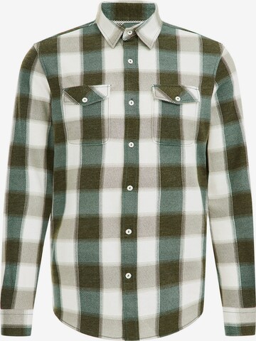 WE Fashion Regular fit Button Up Shirt in Green: front