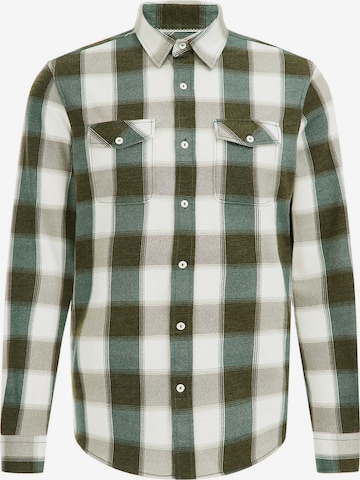 WE Fashion Regular fit Button Up Shirt in Green: front