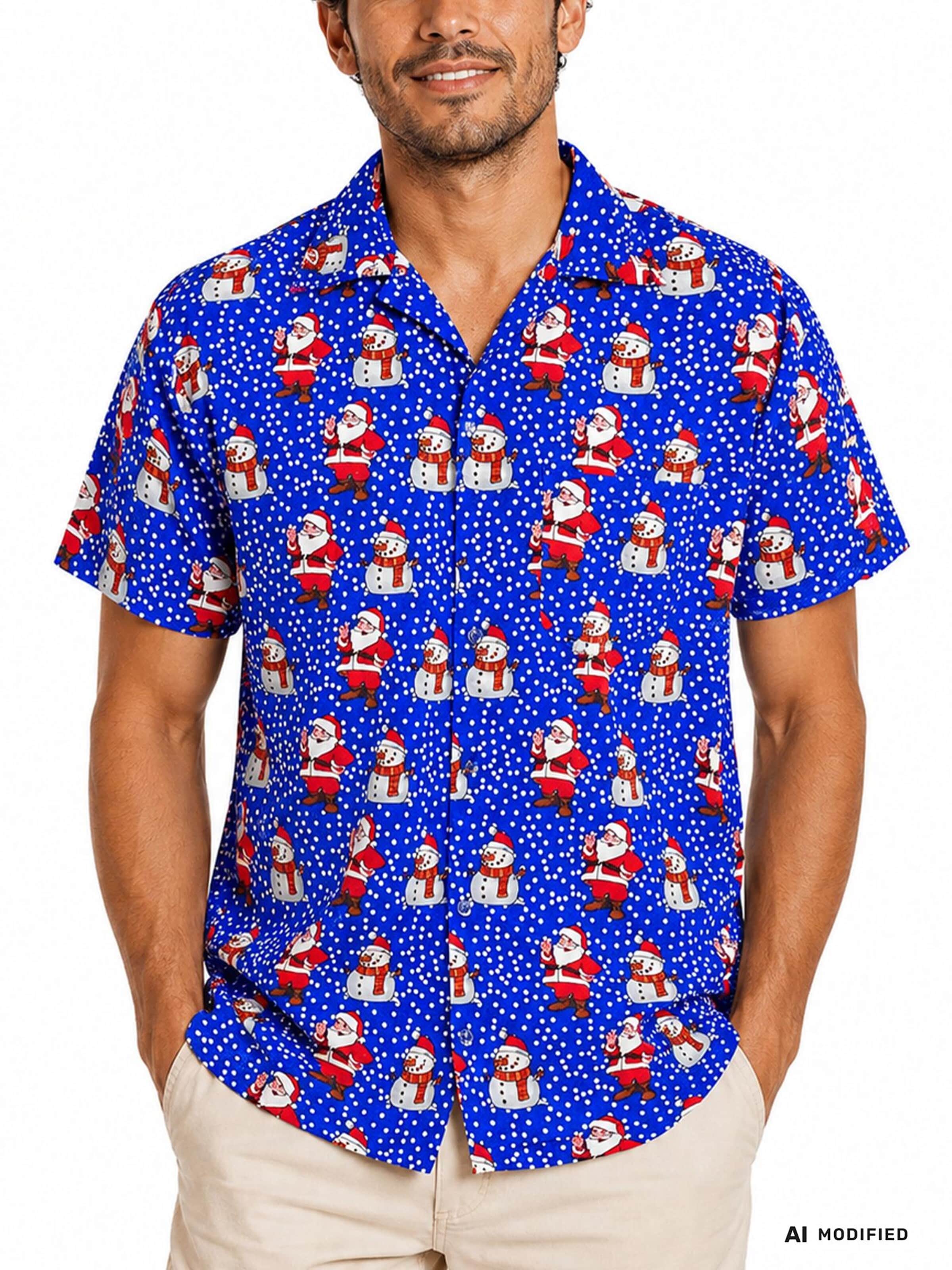 Regular fit Camicia 'Christmas Santa Likes' di King Kameha in blu