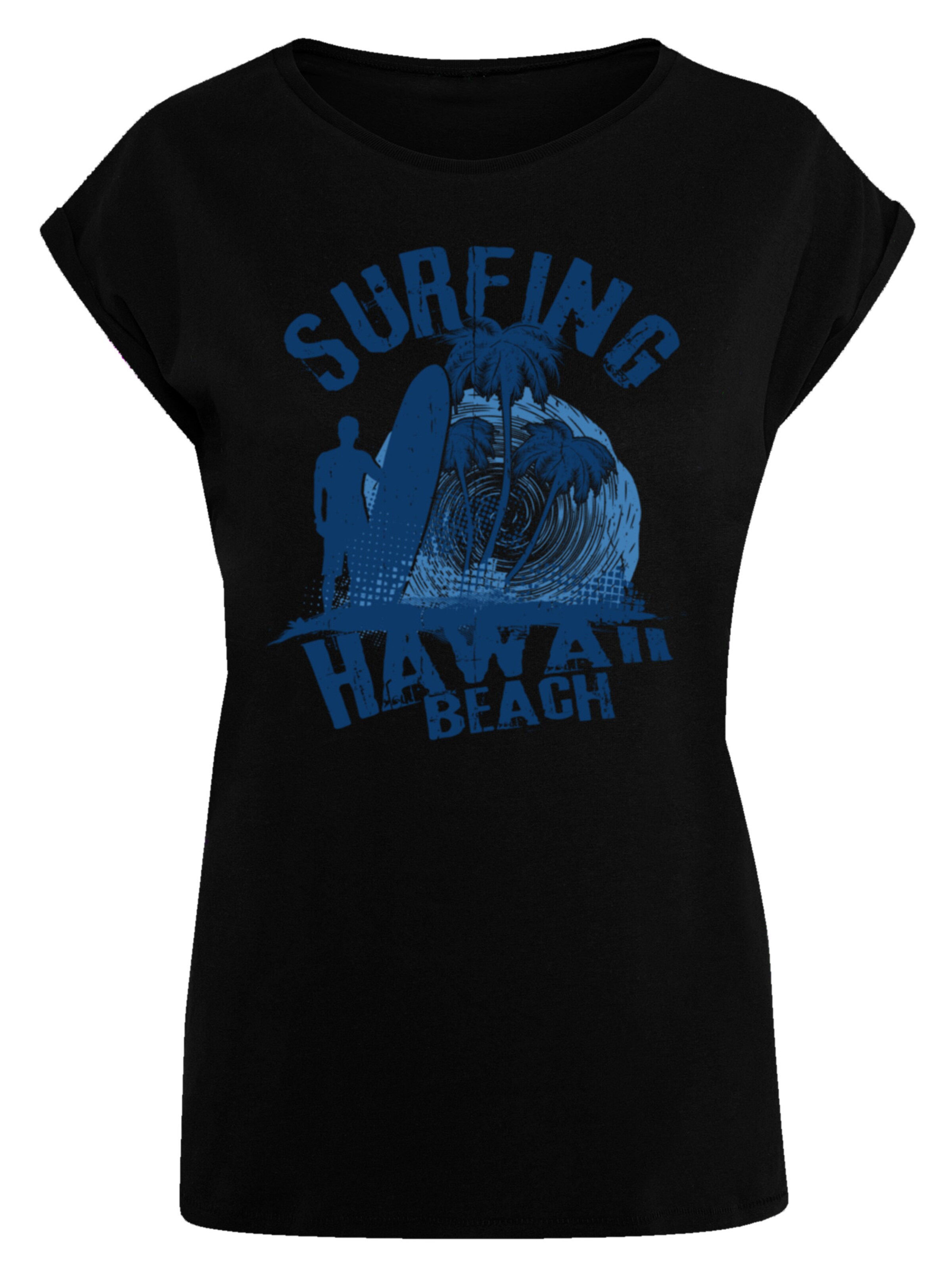 F4NT4STIC Shirt 'Hawaii Surf Beach Summer' in Zwart: voorkant